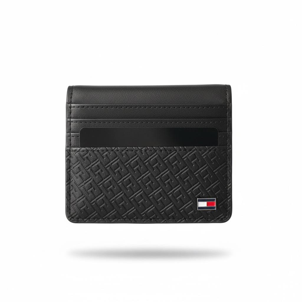 TOMMY HILFIGER Luxury Black Card Holder – Signature Logo & Premium Embossed Design 💳✨