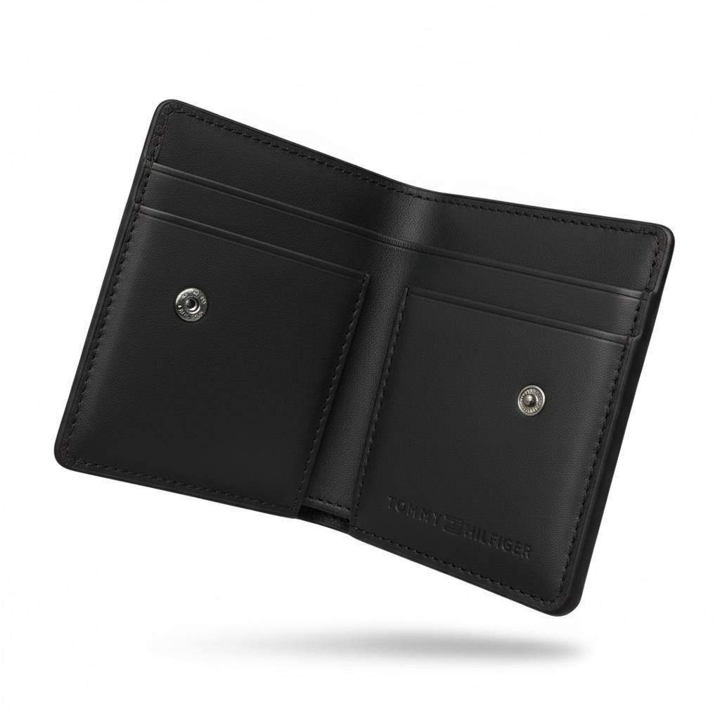 TOMMY HILFIGER Luxury Black Card Holder – Signature Logo & Premium Embossed Design 💳✨