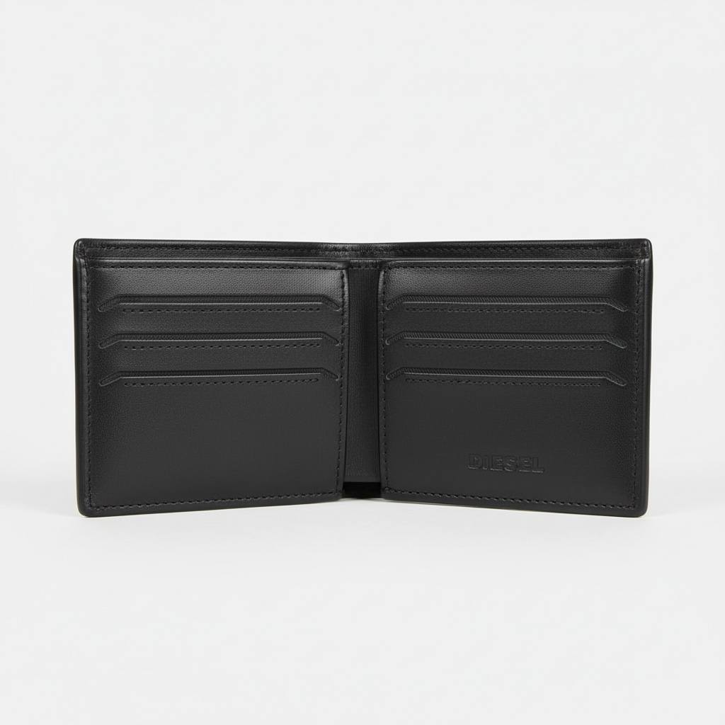 DIESEL Luxury Black Leather Wallet – Classic Minimal Design & Premium Smooth Finish 👝✨