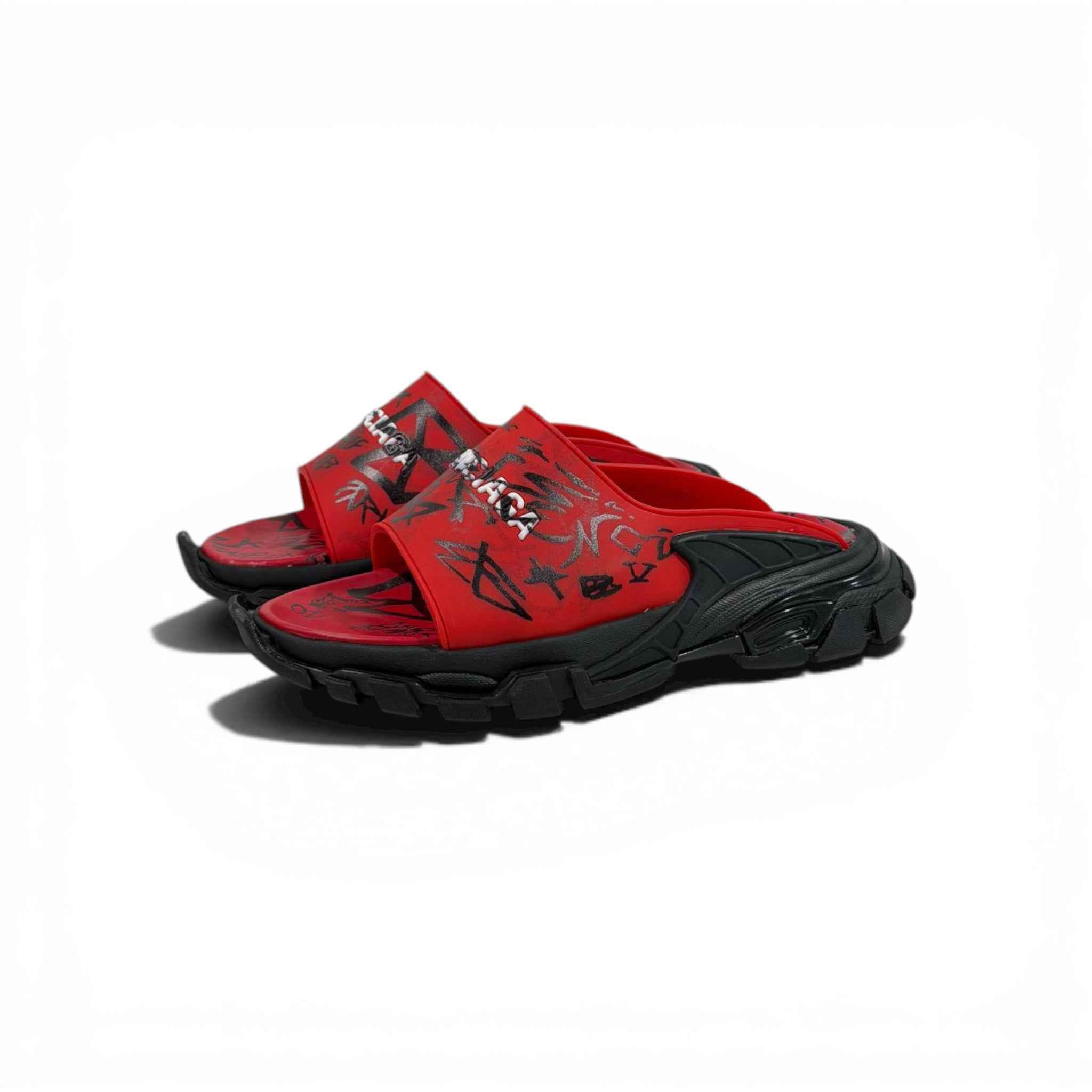 Balenciaga Graffiti Chunky Slides – Bold Streetwear Slippers 🔴🔥