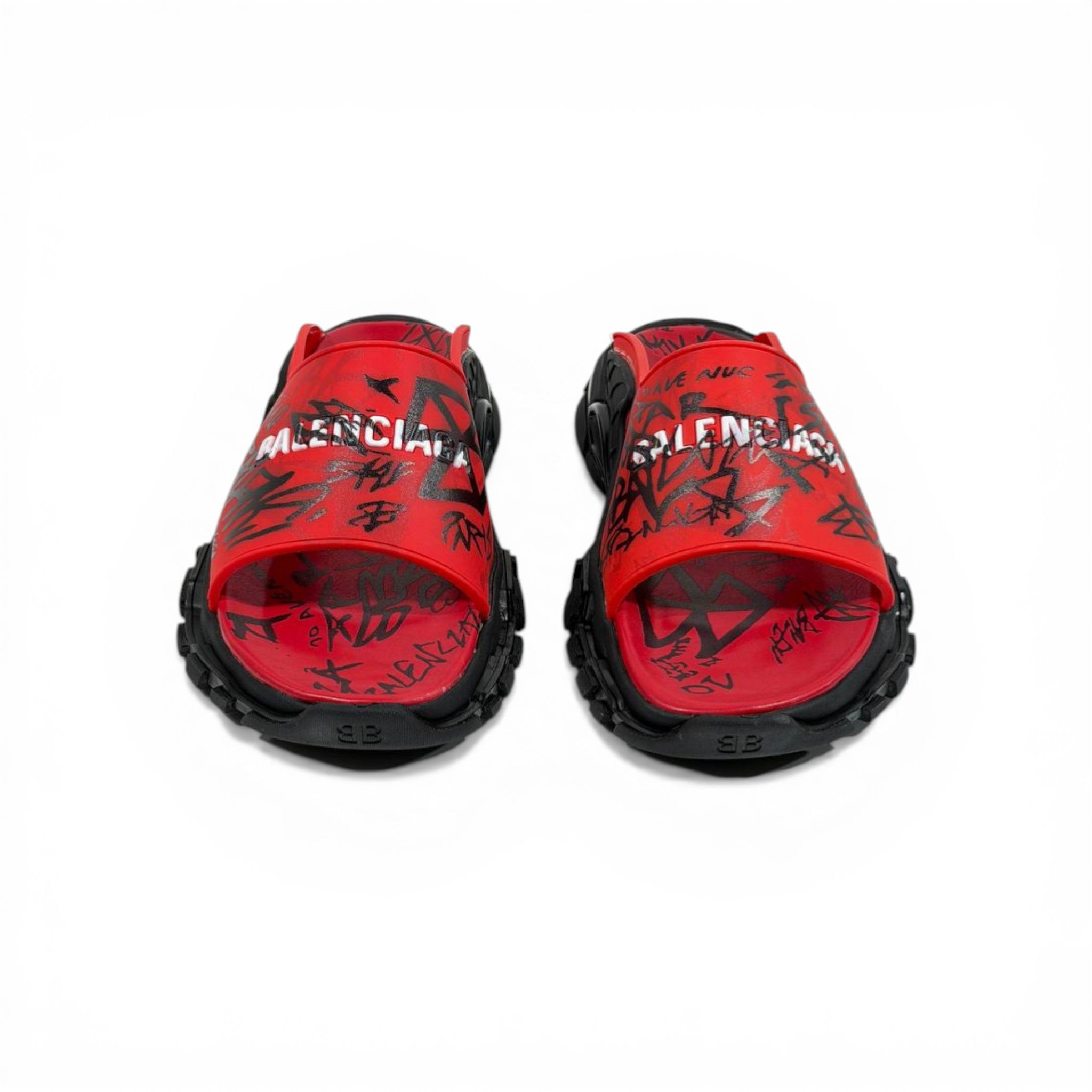 Balenciaga Graffiti Chunky Slides – Bold Streetwear Slippers 🔴🔥