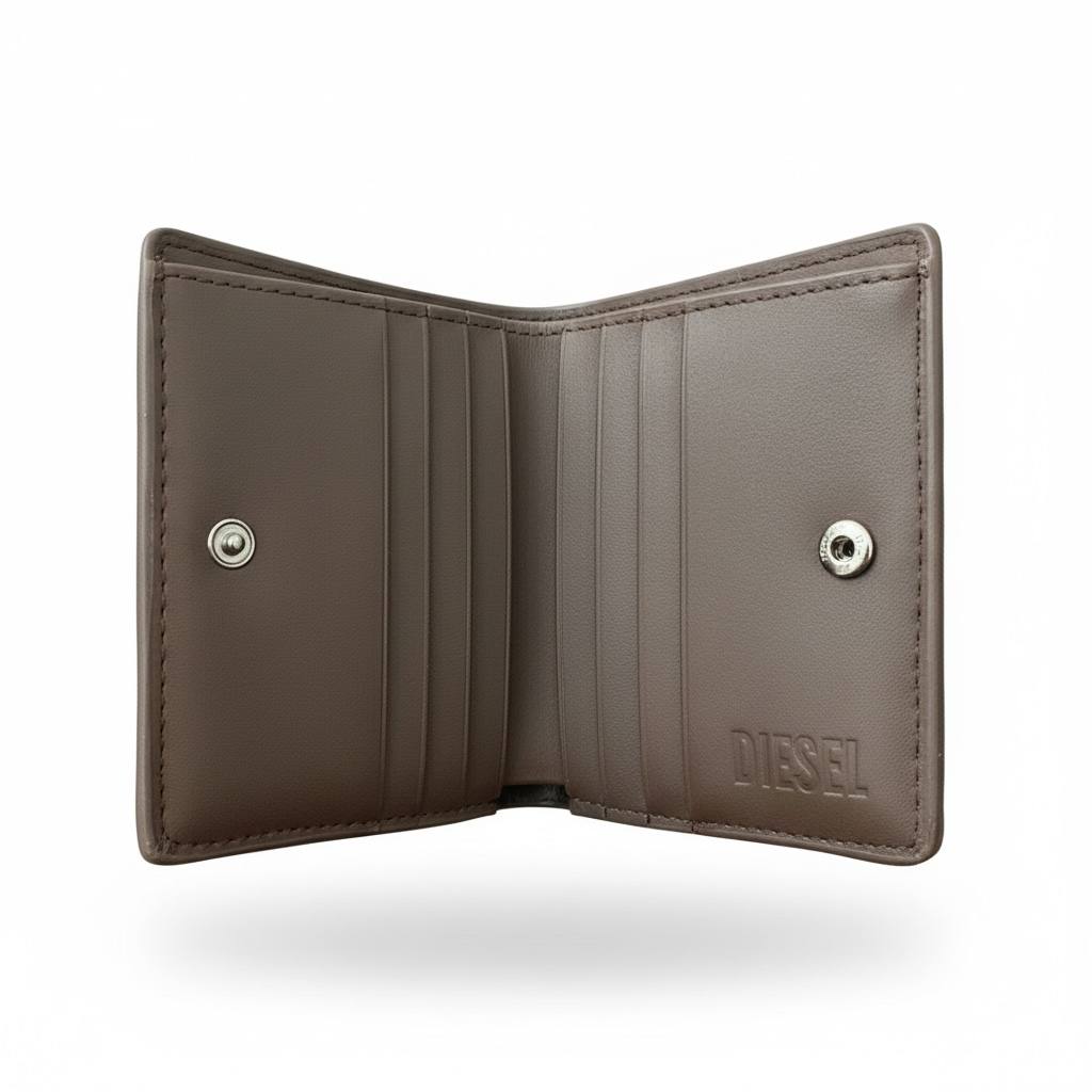 Diesel-Inspired Brown Slim Leather Card Holder – Minimal Urban Wallet 🤎🔥