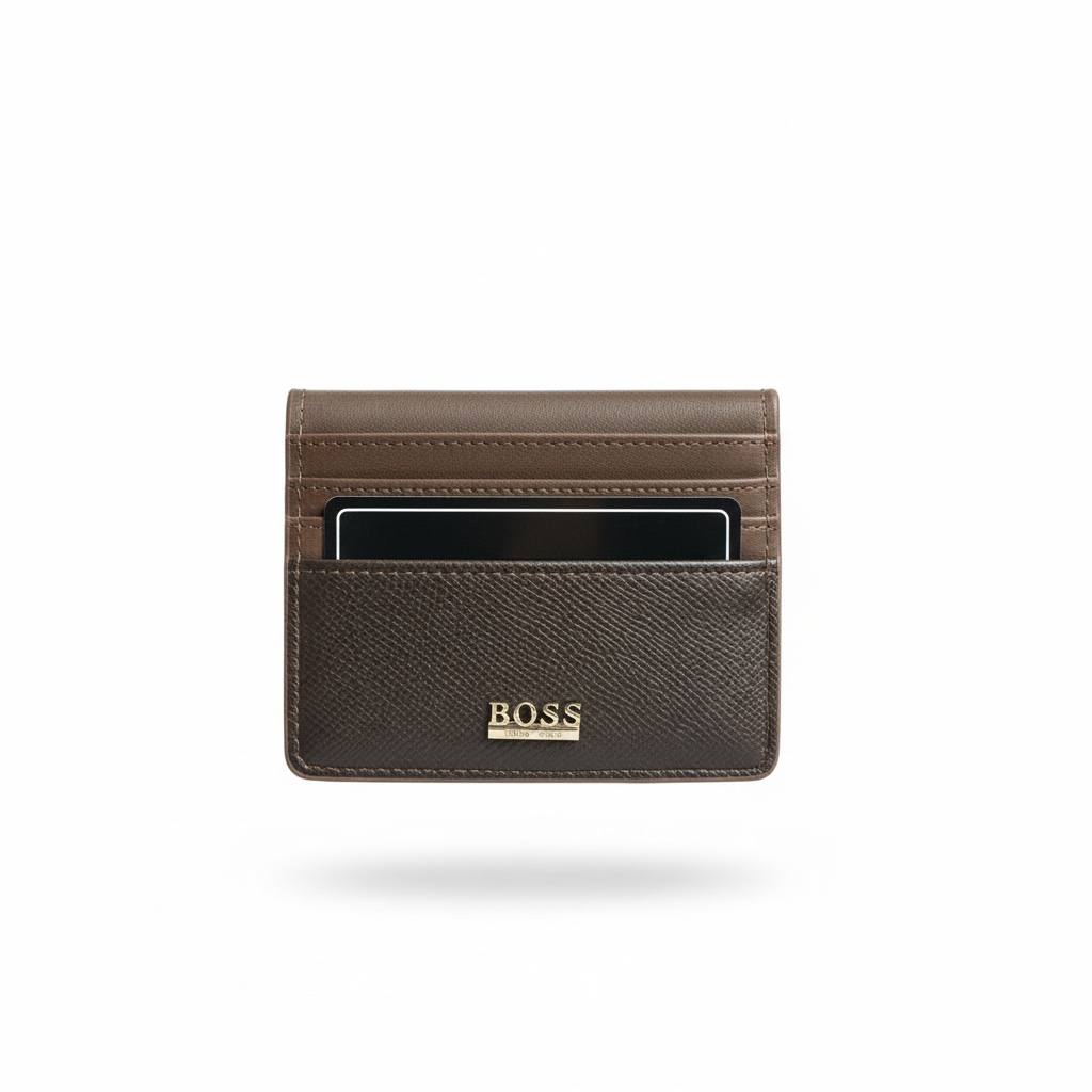 Hugo Boss–Inspired Brown Slim Card Holder – Elegant Minimal Wallet 🤎👑
