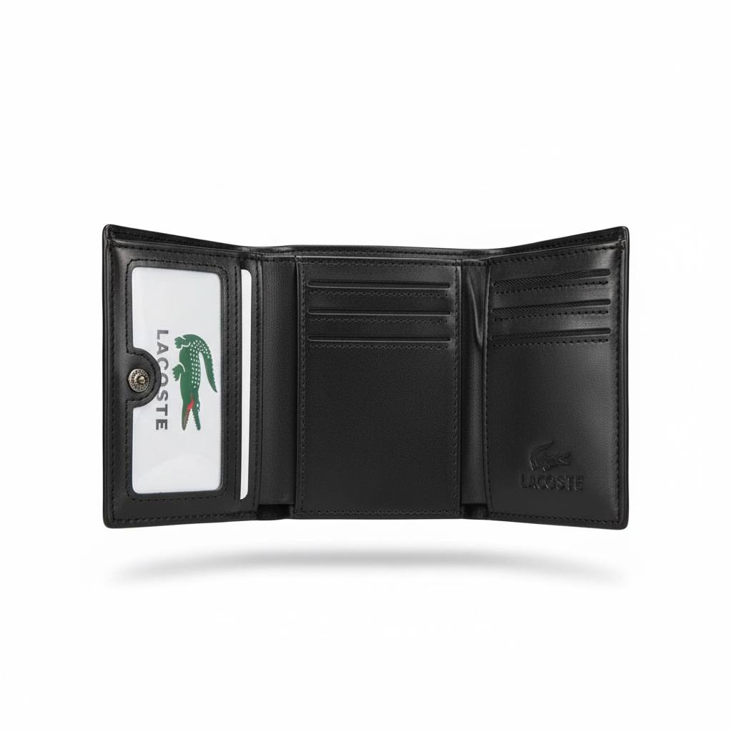 Lacoste-Inspired Black Textile Wallet – Casual Sport Luxury Bifold 🐊⚫