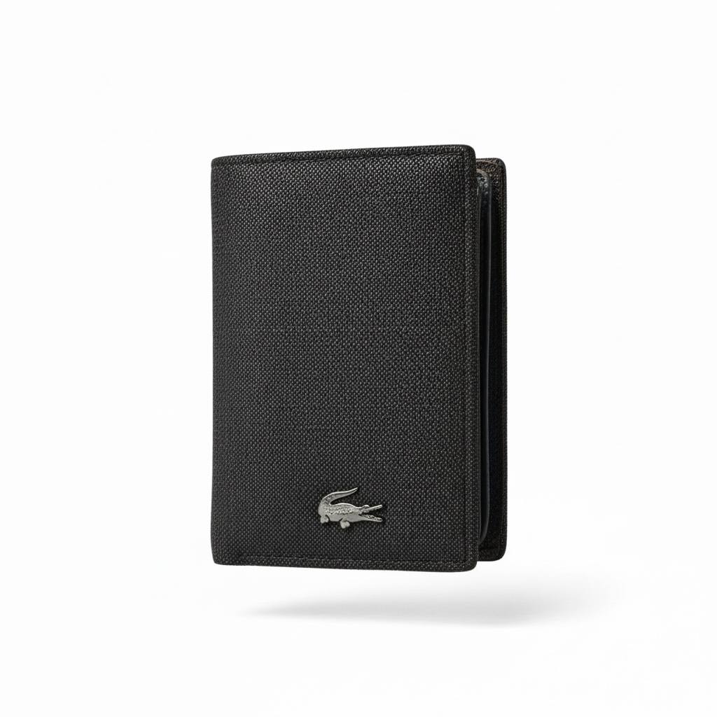 Lacoste-Inspired Black Textile Wallet – Casual Sport Luxury Bifold 🐊⚫