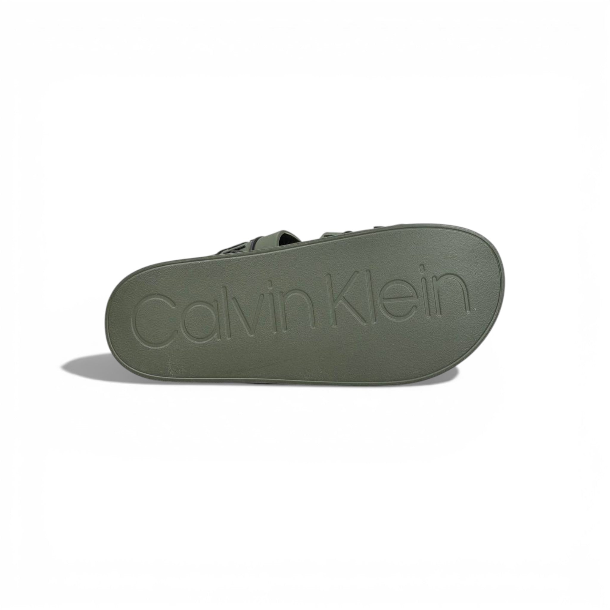 🟢 Calvin Klein Logo Slide Slippers – Military Green Edition ✨