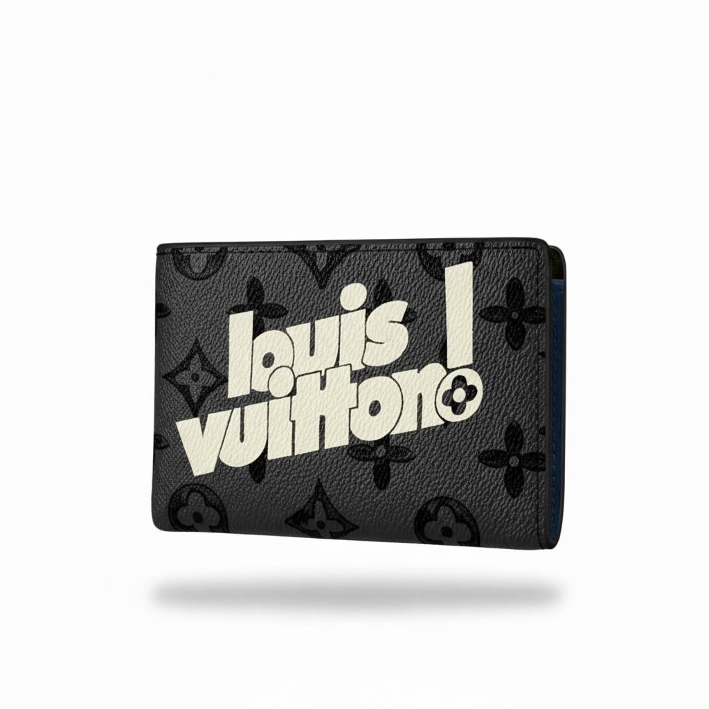 Louis Vuitton-Inspired Bold Logo Wallet – Black Statement Street Edition 🖤