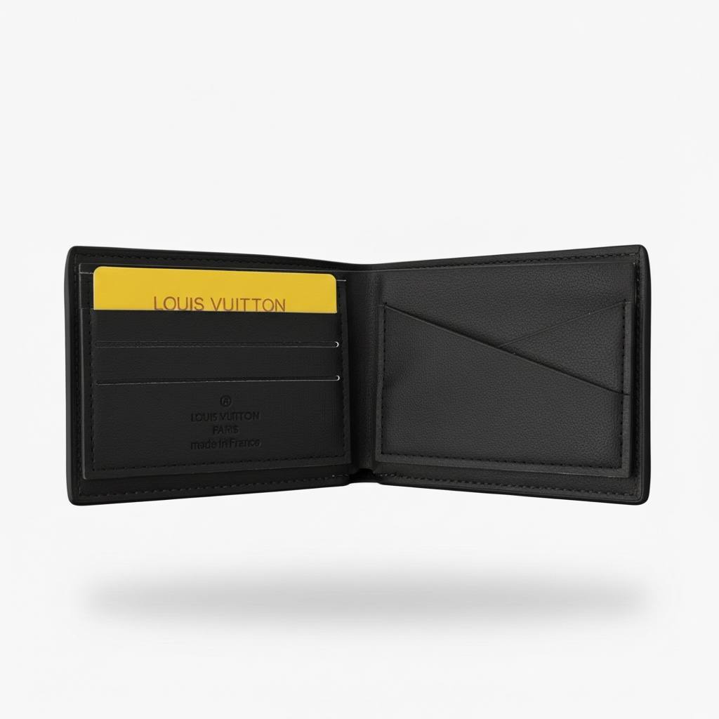 Louis Vuitton-Inspired Bold Logo Wallet – Black Statement Street Edition 🖤