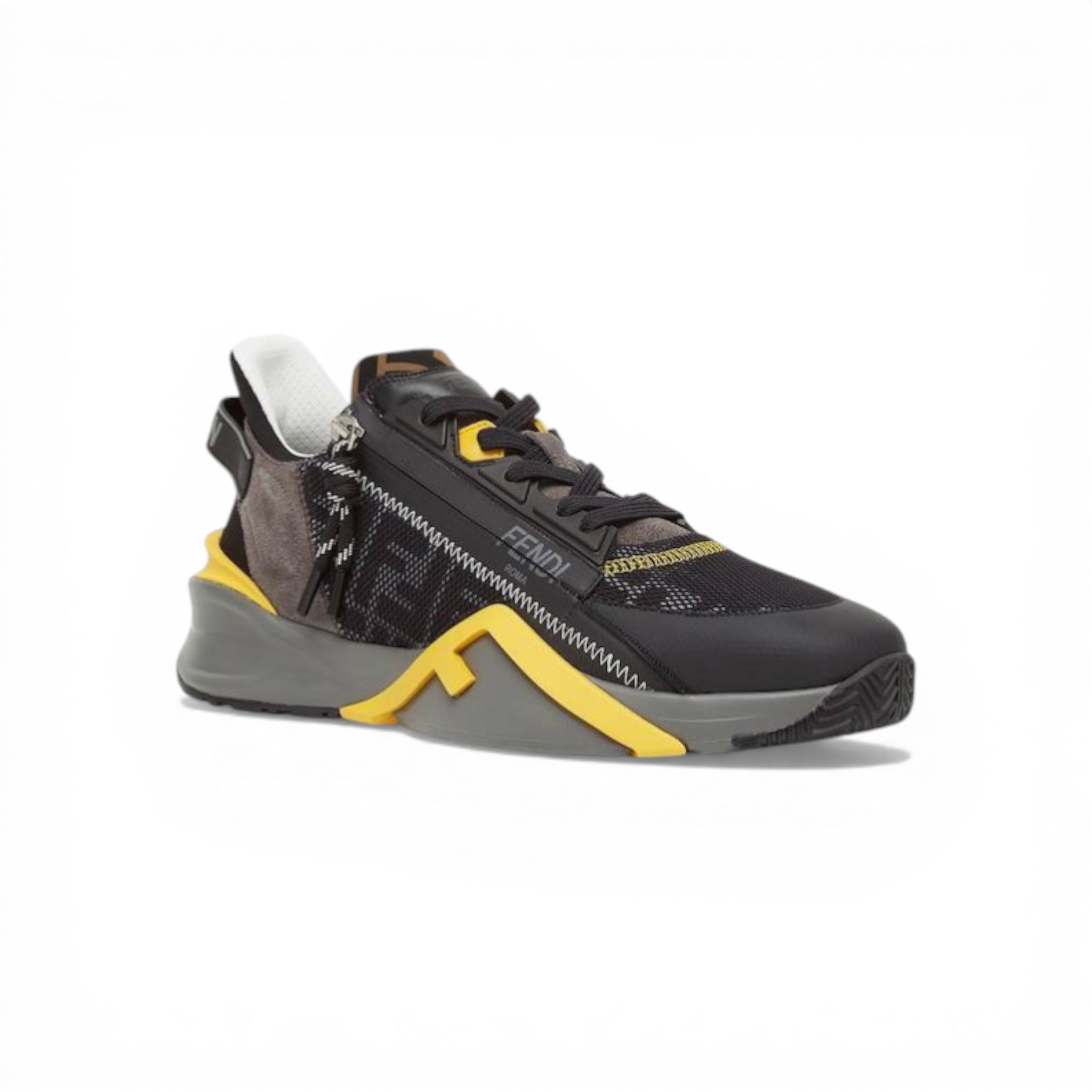 Fendi Flow Sneakers – Black & Yellow Luxury Runner ⚫🟡