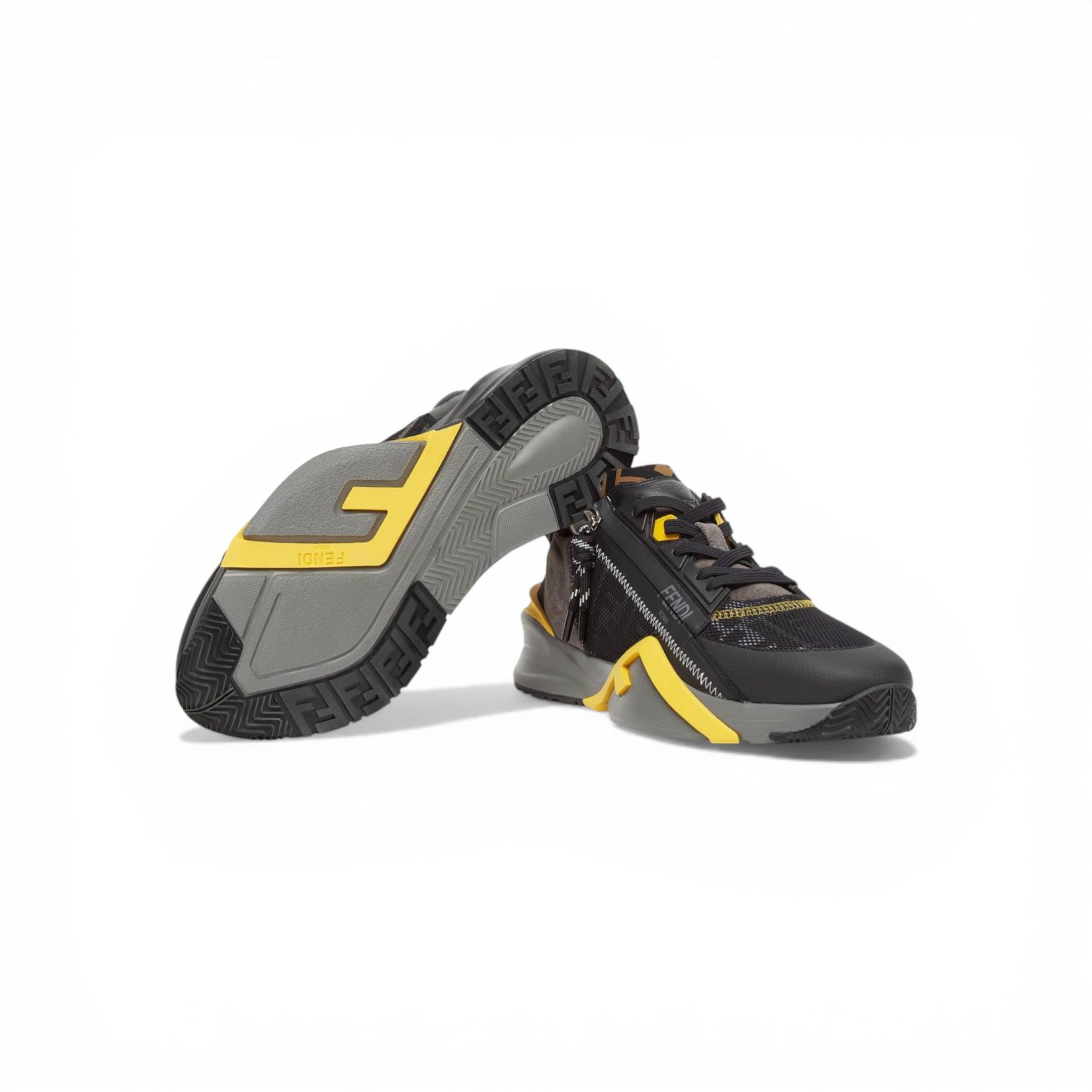 Fendi Flow Sneakers – Black & Yellow Luxury Runner ⚫🟡
