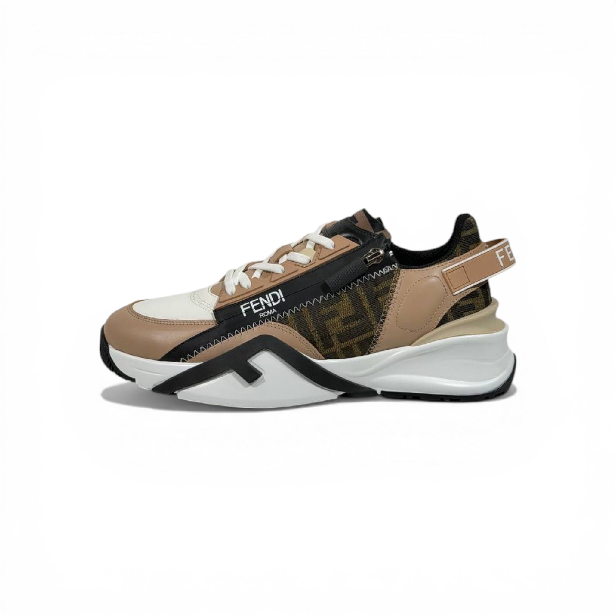 Fendi Flow Sneakers – Beige & Black Luxury Runner 🤍🖤