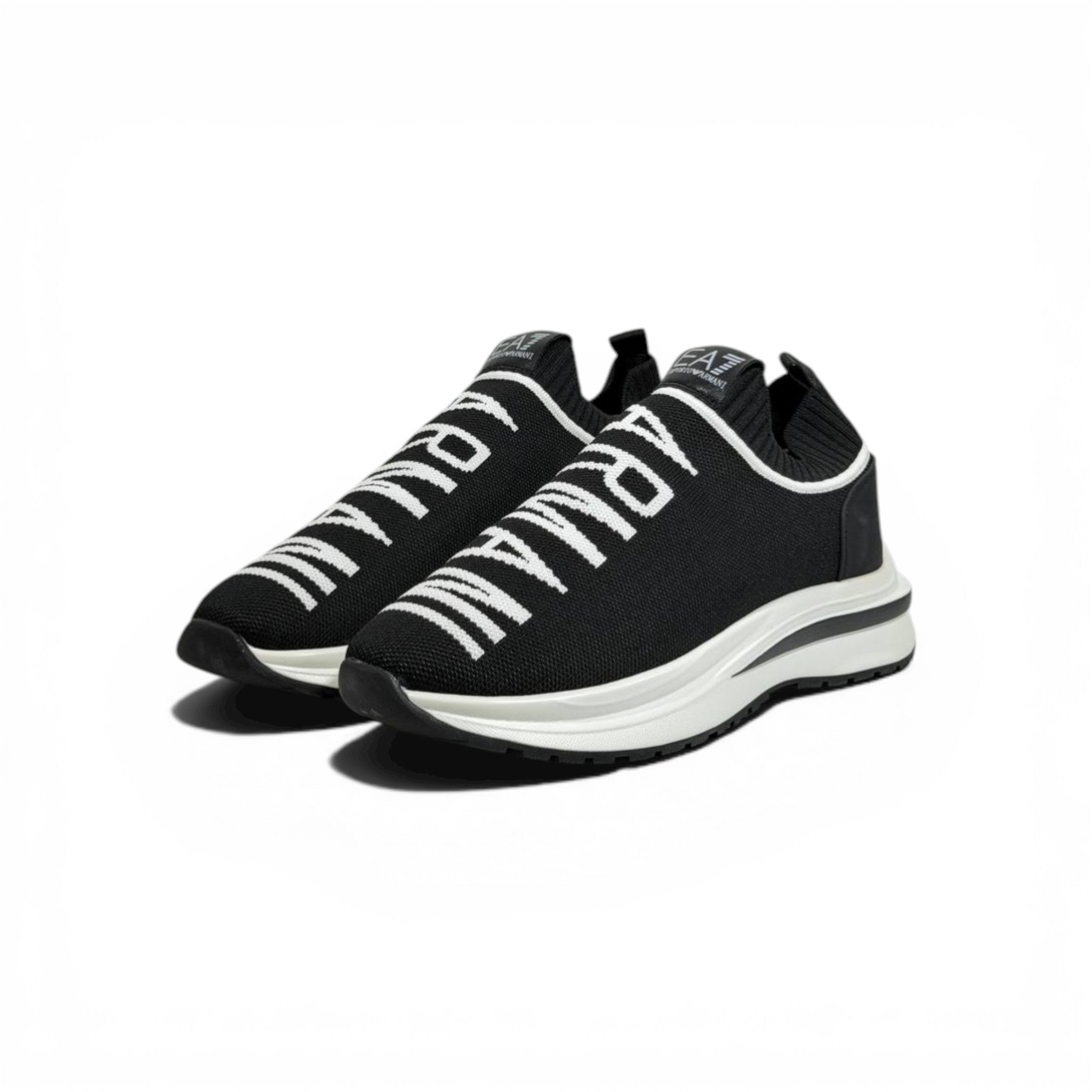 EA7 Armani Exchange-Inspired Slip-On Sneakers – Bold Logo Black Edition 🖤🔥