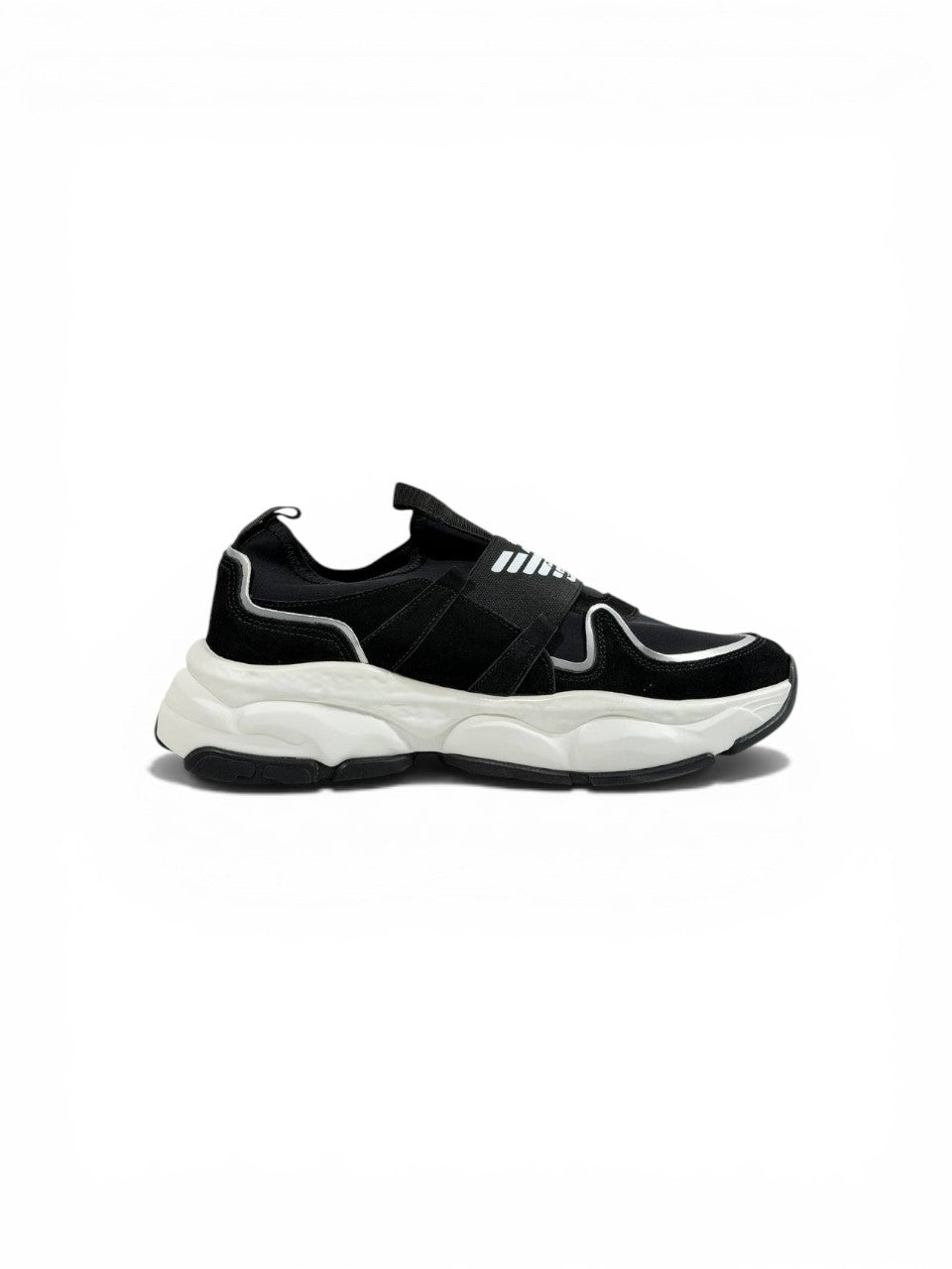 🖤 Emporio Armani Black Chunky Slip-On Sneakers – Elastic Strap, Lightweight Comfort & Urban Style