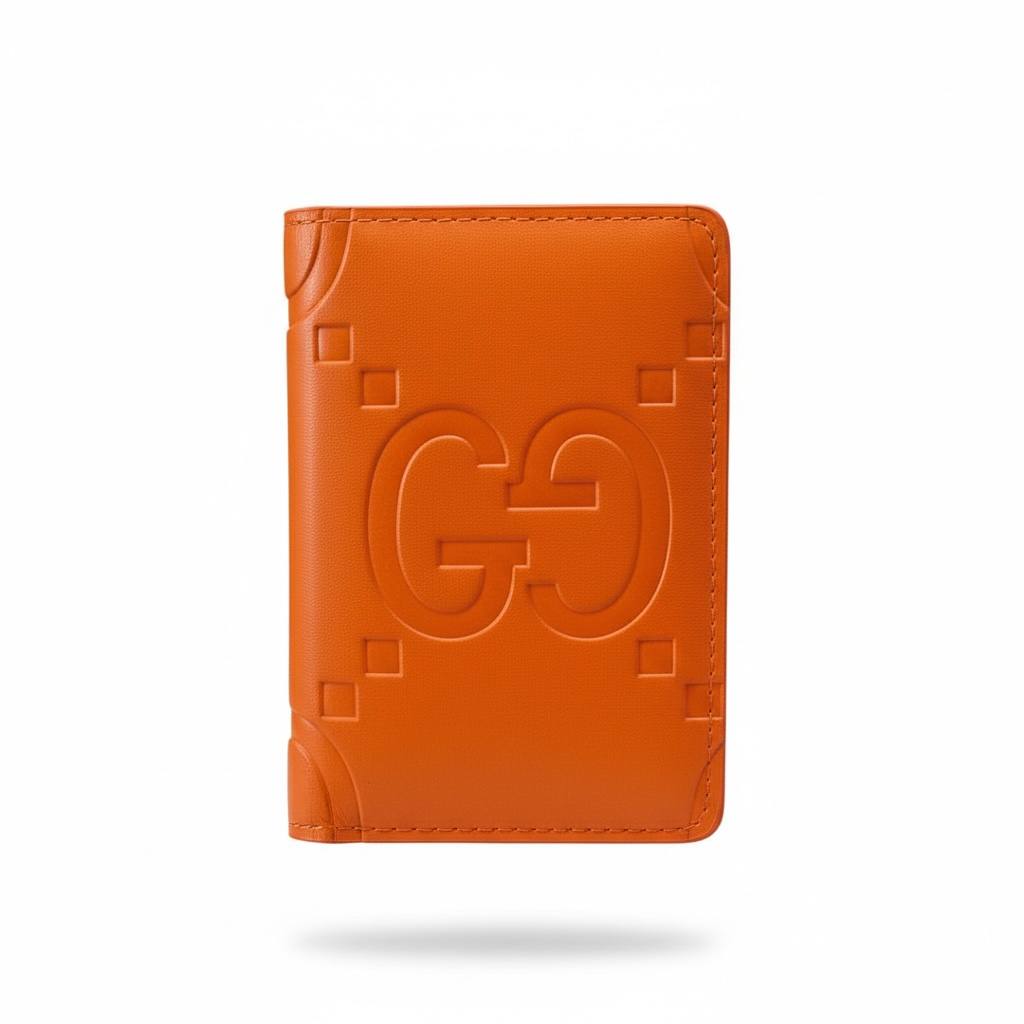 GUCCI Embossed Orange Card Holder 🍊✨ | Bold Luxury Minimal Wallet