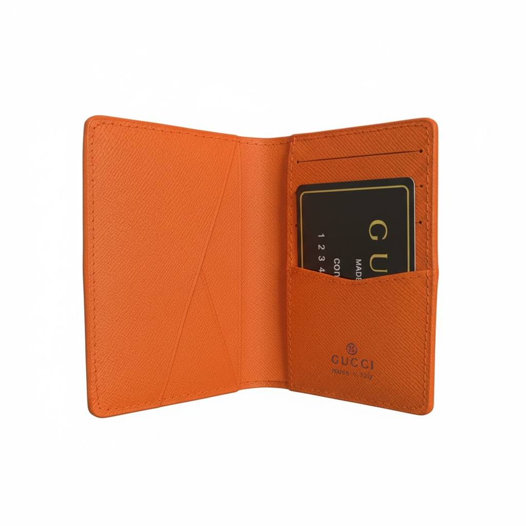 GUCCI Embossed Orange Card Holder 🍊✨ | Bold Luxury Minimal Wallet