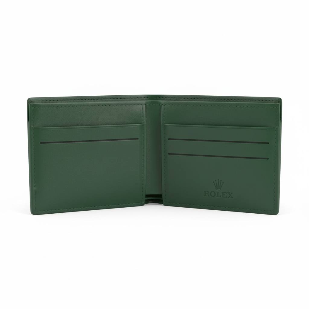 ROLEX Embossed Green Wallet 💚👑 | Luxury Statement Bifold