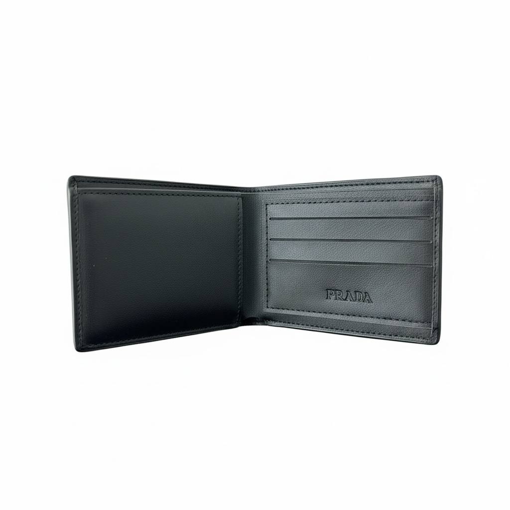 PRADA Stripe Leather Wallet 🖤✨ | Elegant Minimal Luxury Bifold