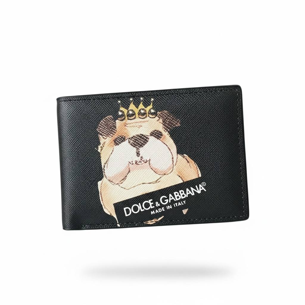 DOLCE & GABBANA Crown Bulldog Wallet 🖤🐶👑 | Statement Luxury Bifold