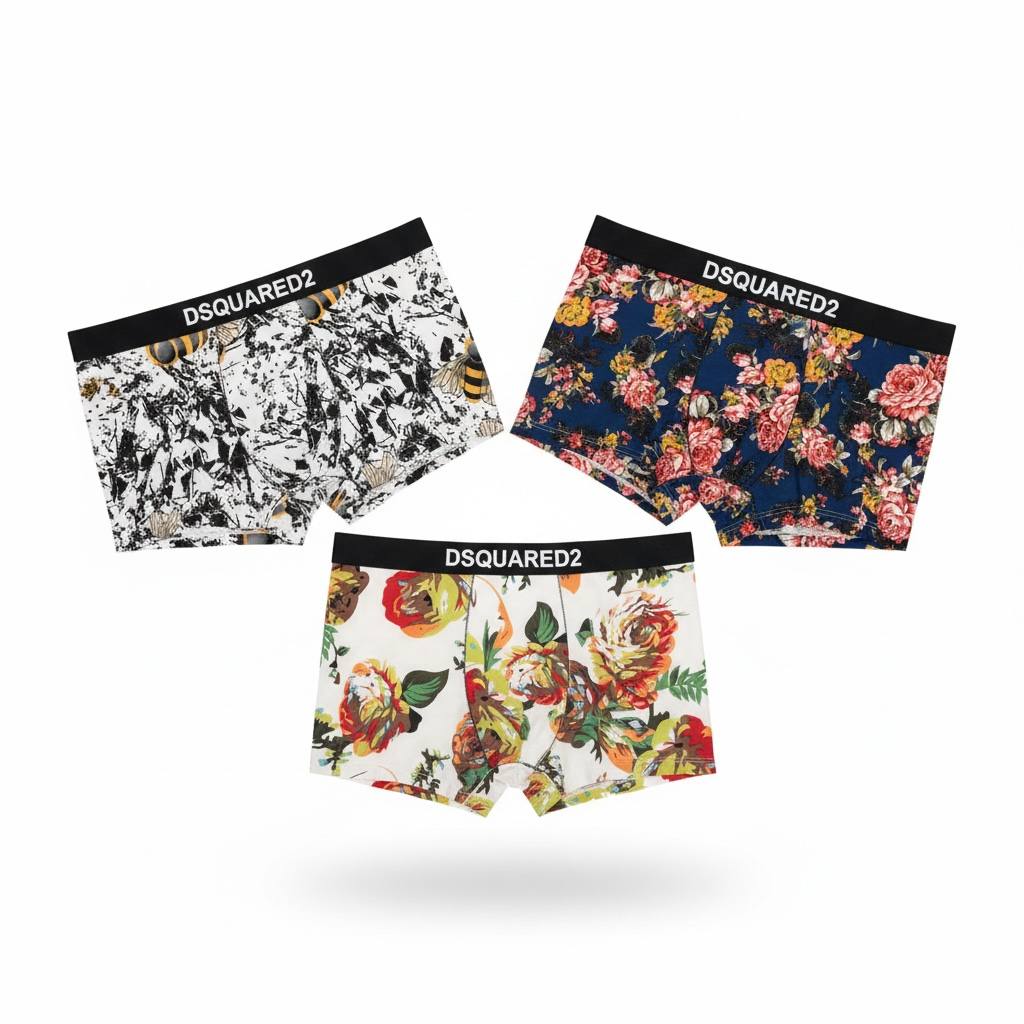 🩳 DSQUARED2 Printed Boxer Set – Premium 3-Pack Edition
