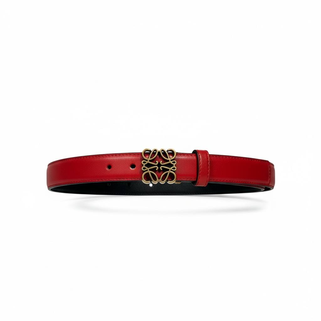 ❤️✨ Loewe Anagram Leather Belt Red 105cm with Gold Buckle 💛