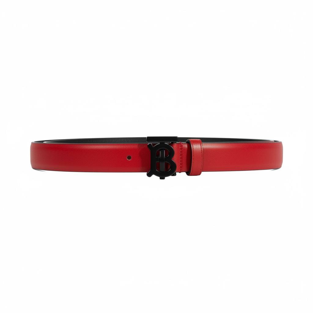 ❤️✨ Burberry B Buckle Leather Belt Red 110cm 🖤