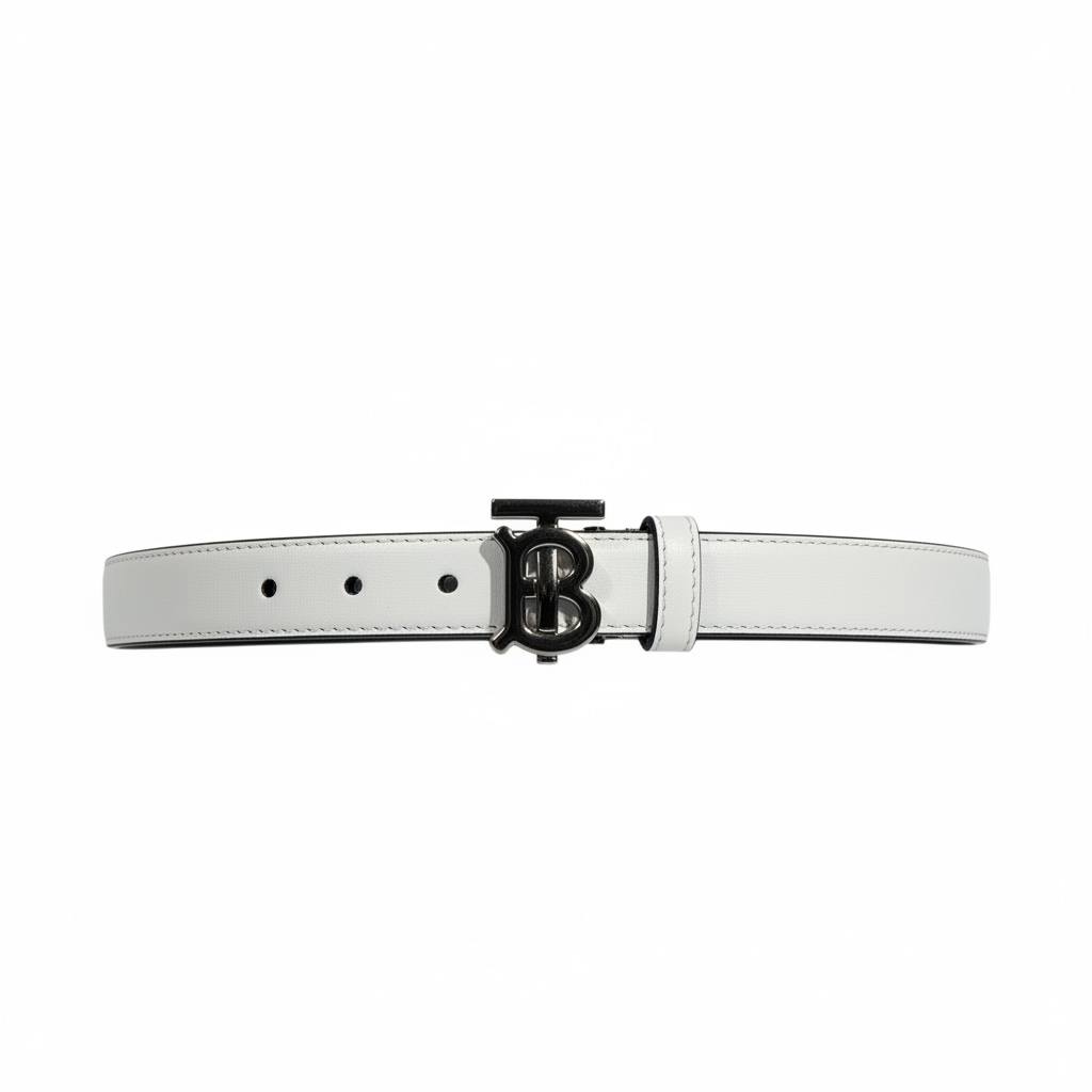 🤍✨ Burberry B Buckle Leather Belt White 105cm 🖤