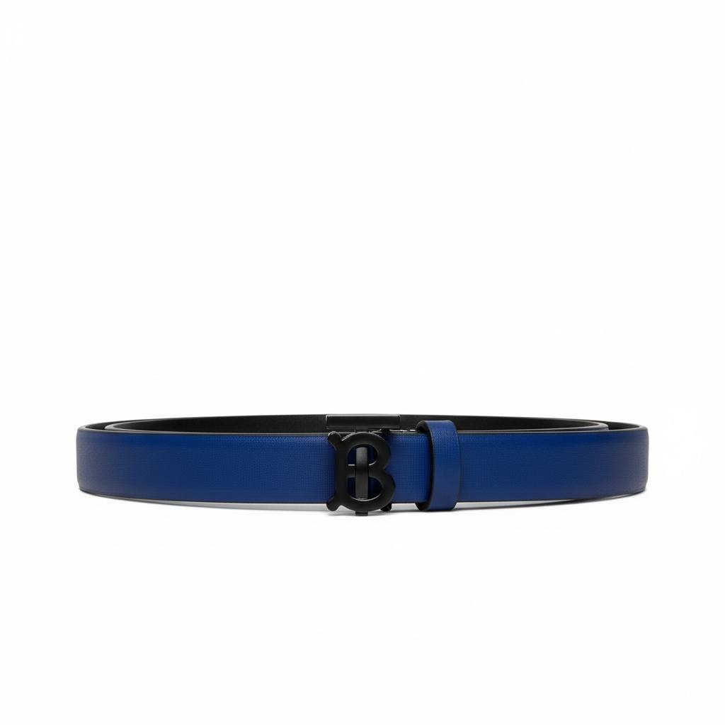 💙✨ Burberry B Buckle Leather Belt Blue 110cm 🖤