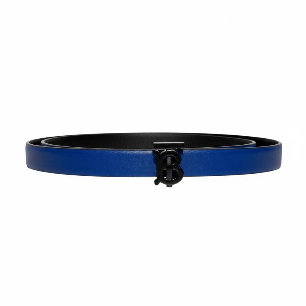 💙✨ Burberry B Buckle Leather Belt Blue 110cm 🖤
