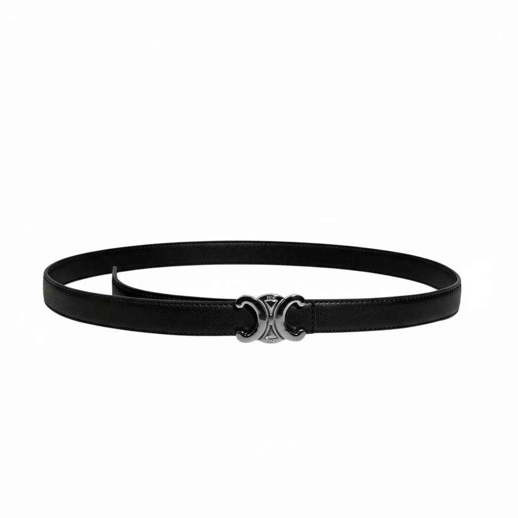 🖤✨ Celine Triomphe Leather Belt Black 120cm 🤍