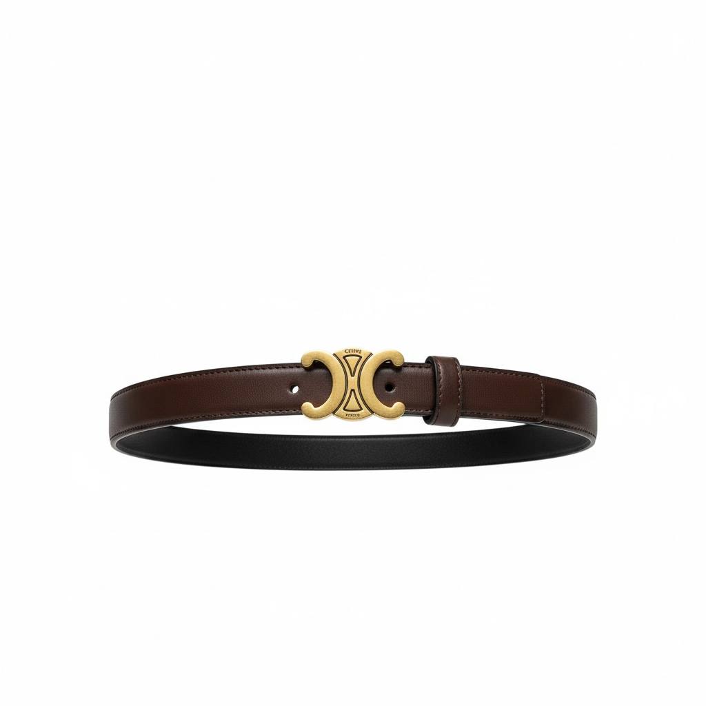 🤎✨ Celine Triomphe Leather Belt Brown Gold 110cm 💛