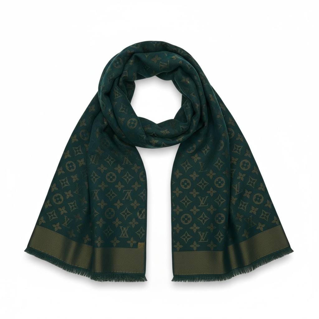 💚✨ Louis Vuitton Monogram Wool Scarf Green 🌿