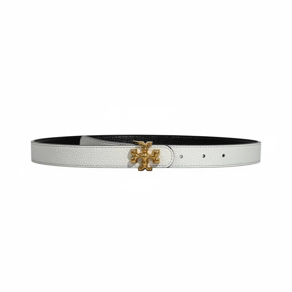 🤍✨ Tory Burch Logo Leather Belt White 100cm 💛