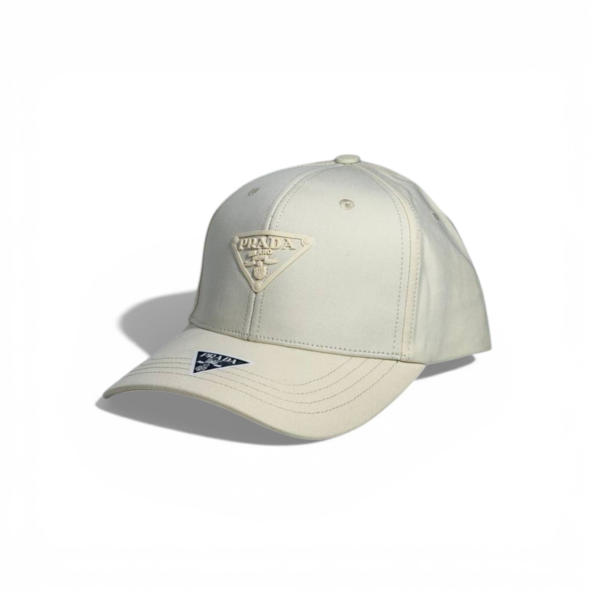 🤍 Prada Ivory Cap with Iconic Triangle Logo 🧢✨