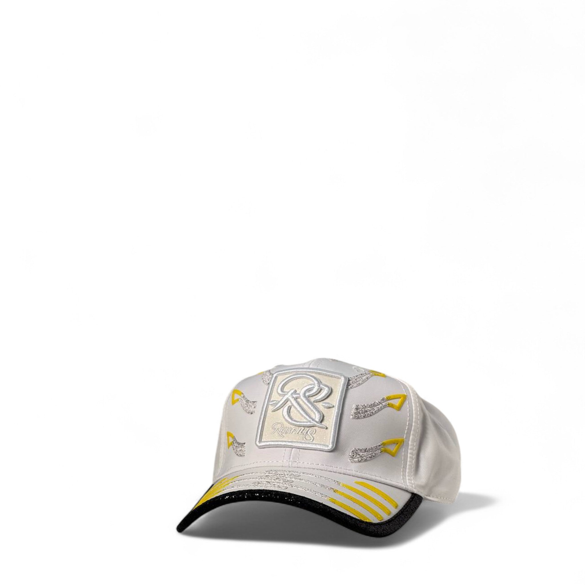 ⚡ Redfills Signature Cap – White & Yellow Edition with 3D Logo 🧢