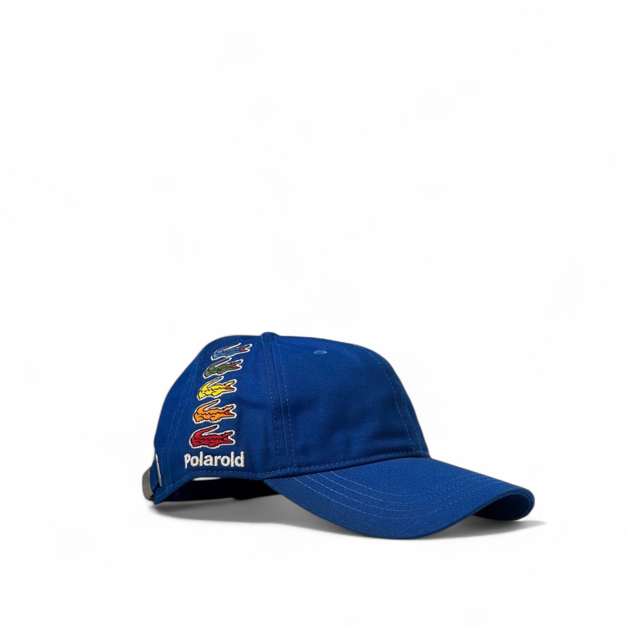 🟦 Lacoste x Polaroid Cap – Blue Edition with Rainbow Croc Embroidery 🧢🌈