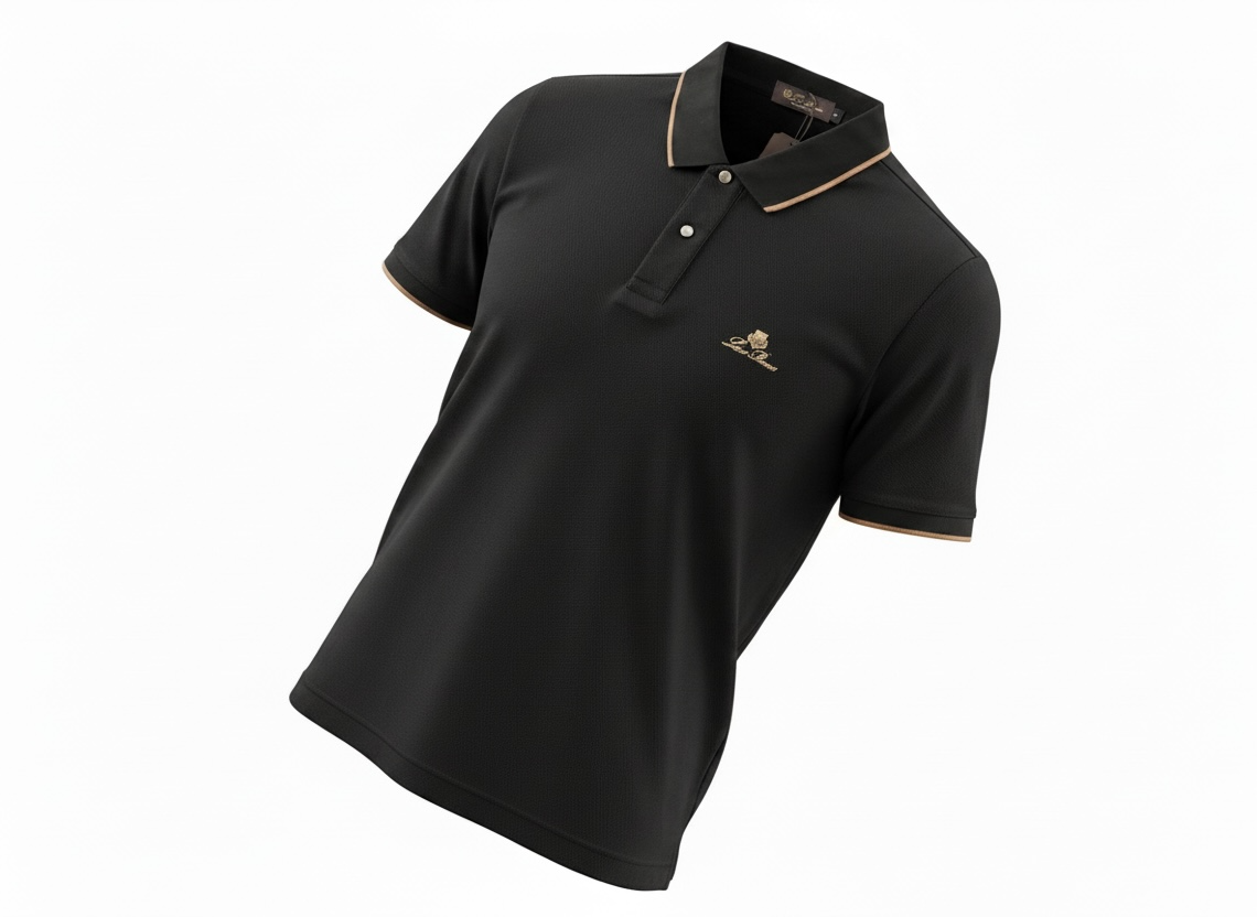 Loro Piana Black Textured Polo Shirt ๐คโจ Premium Classic Fit