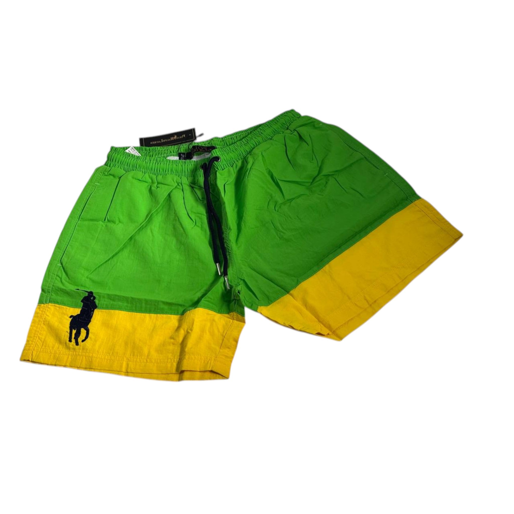 💛💚 Polo Ralph Lauren Green & Yellow Swim Shorts – Island Vibes Edition