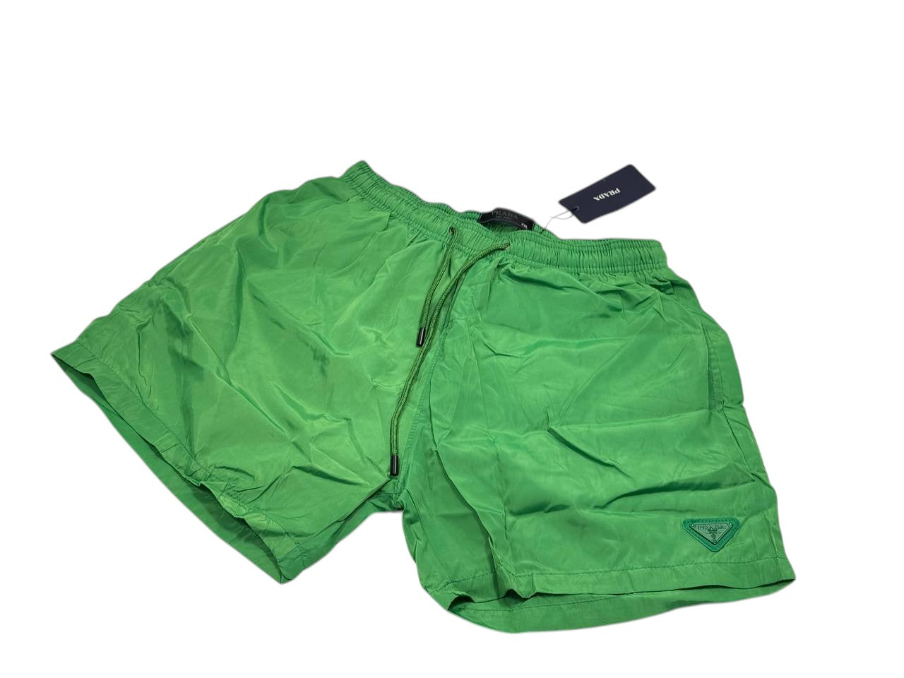 💚 Prada Green Nylon Swim Shorts – Signature Triangle Logo