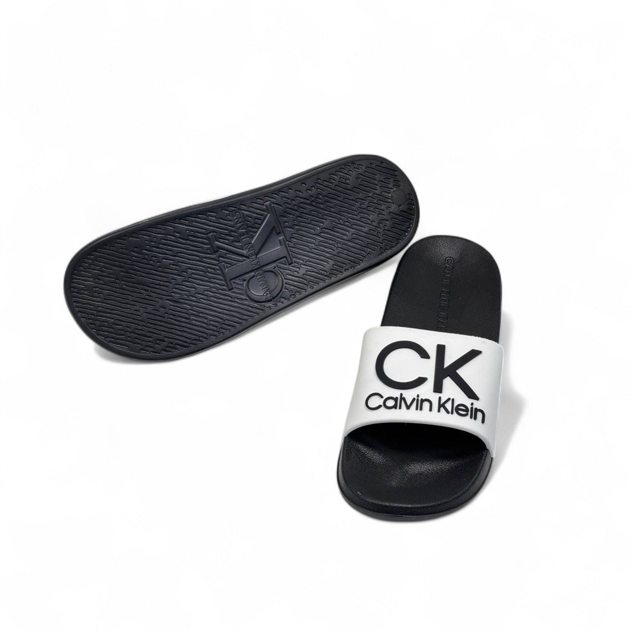Calvin Klein CK Logo Slides – Black & White 🖤🤍
