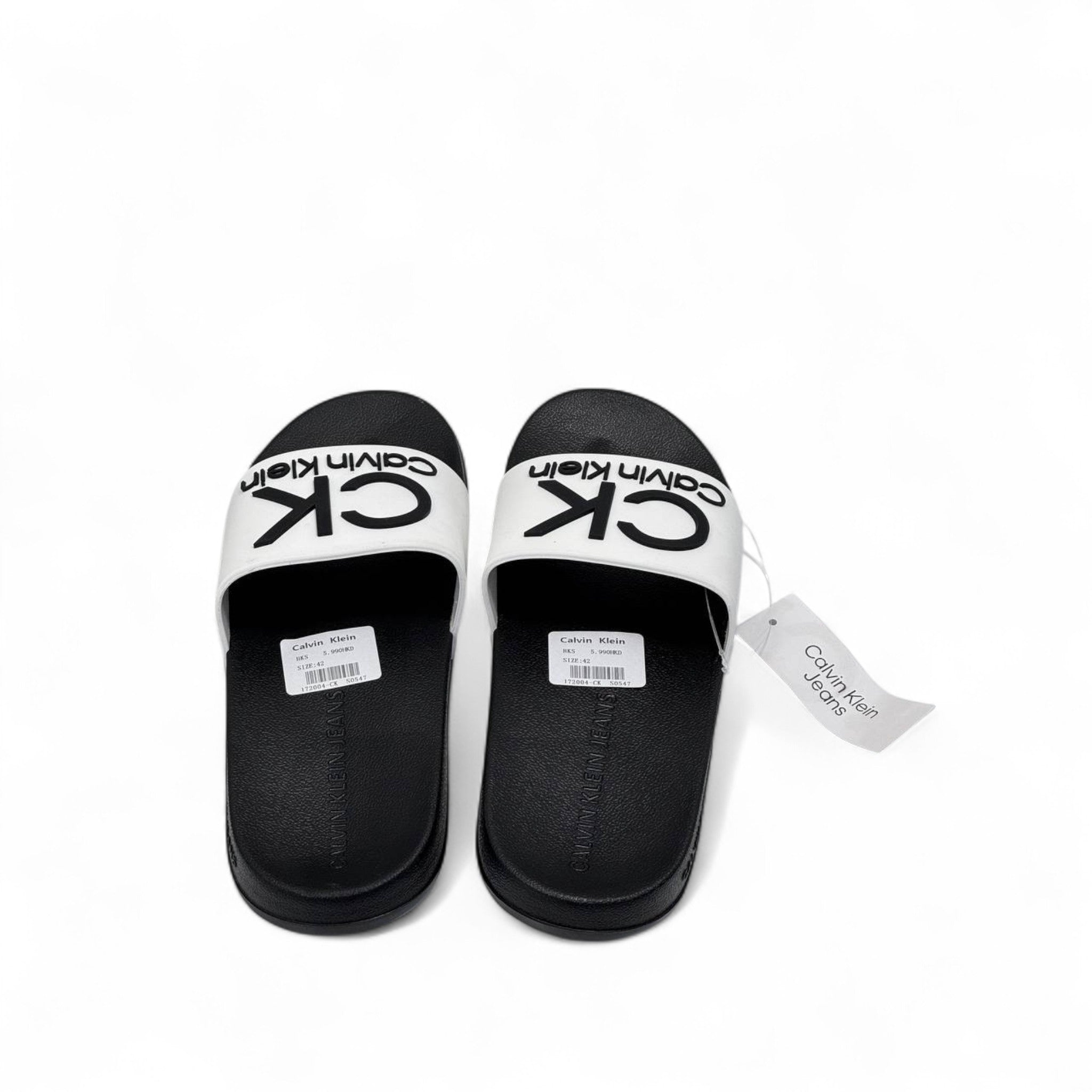 Calvin Klein CK Logo Slides – Black & White 🖤🤍