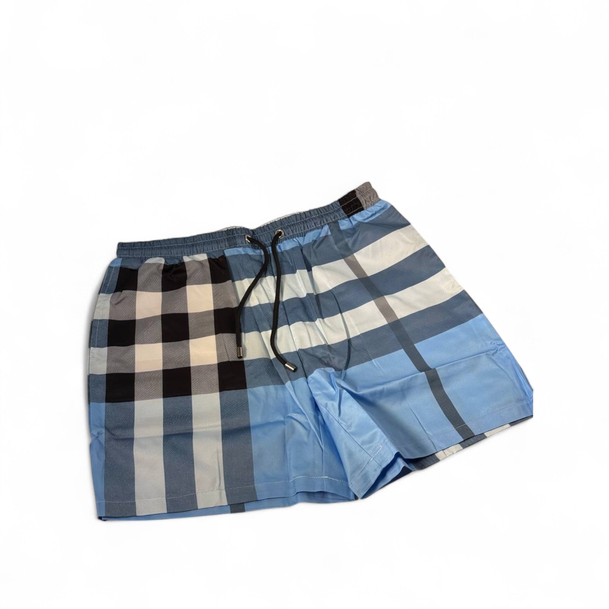 💎 Burberry-Style Blue Checkered Swim Shorts – Summer Elegance 🩳🌊