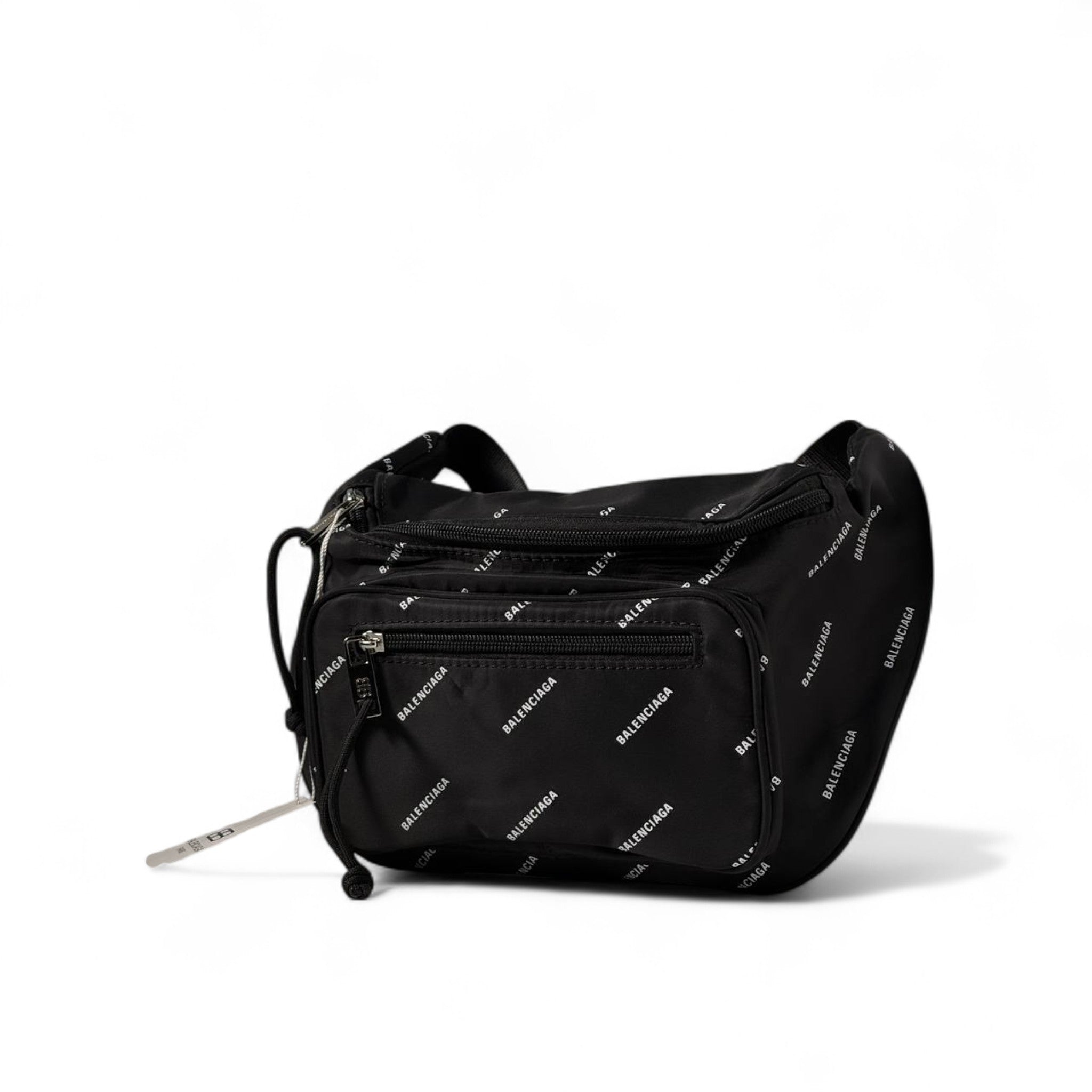 ๐ค Balenciaga Allover Logo Belt Bag โ Black Urban Luxe Edition ๐โจ
