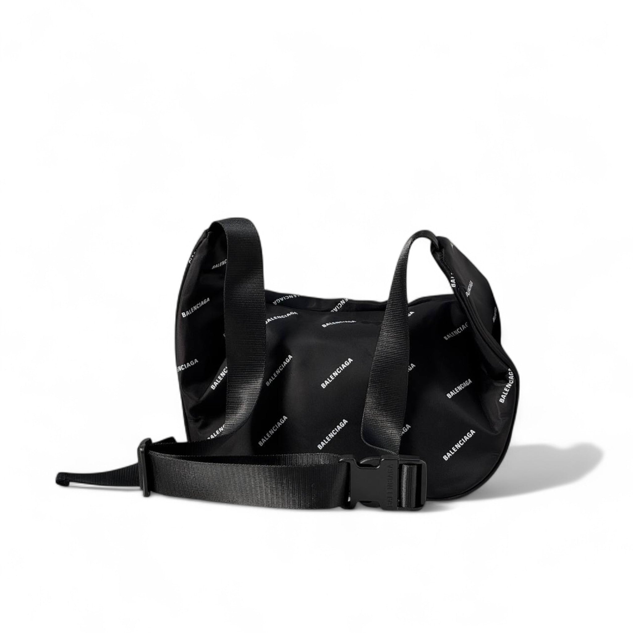 ๐ค Balenciaga Allover Logo Belt Bag โ Black Urban Luxe Edition ๐โจ