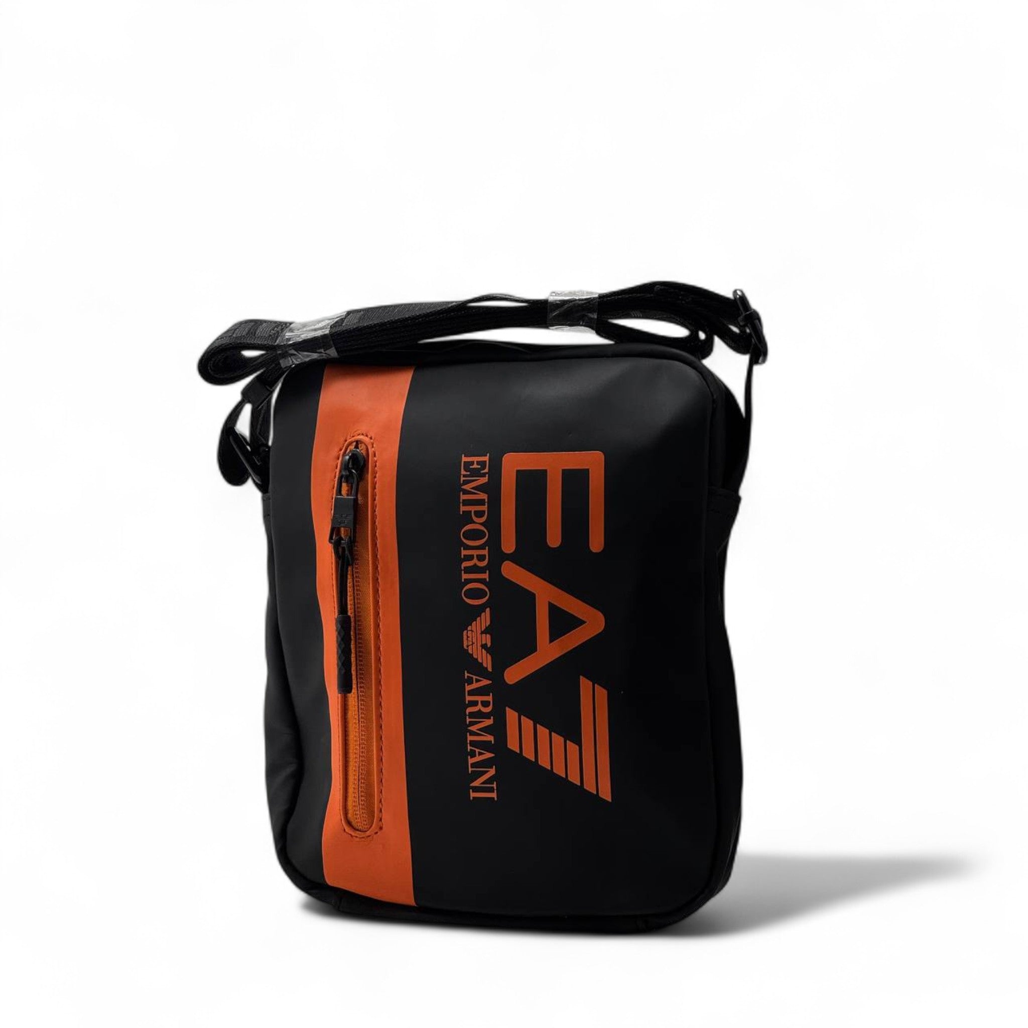 🧡 Emporio Armani EA7 Orange Stripe Crossbody Bag – Bold & Urban ⚡
