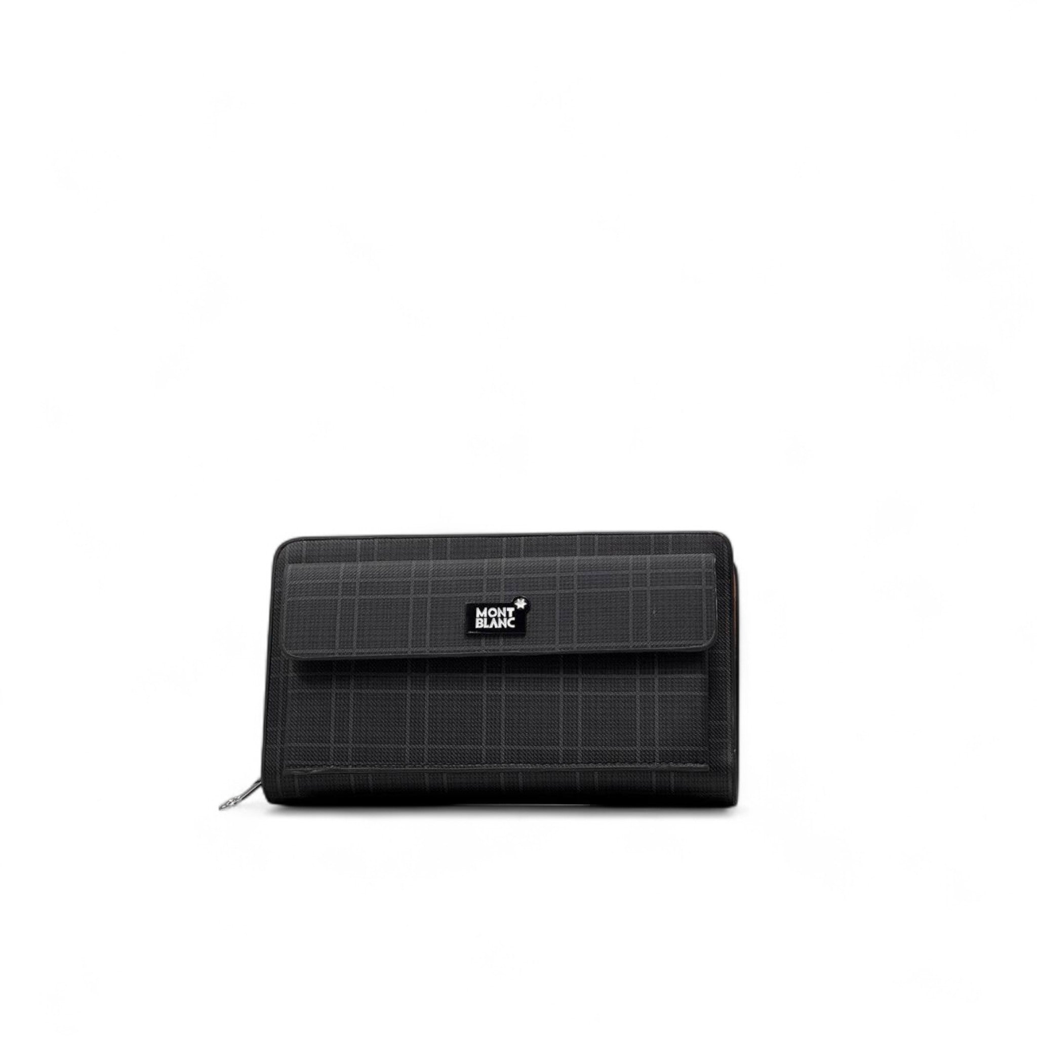 🖤 Montblanc Grid Pattern Clutch Wallet – Sleek & Structured Luxury