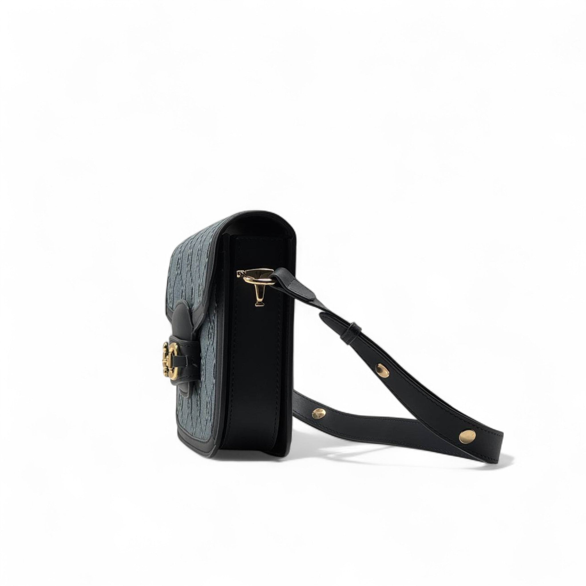 💙 Gucci Horsebit 1955 Denim Monogram Shoulder Bag – Iconic Elegance