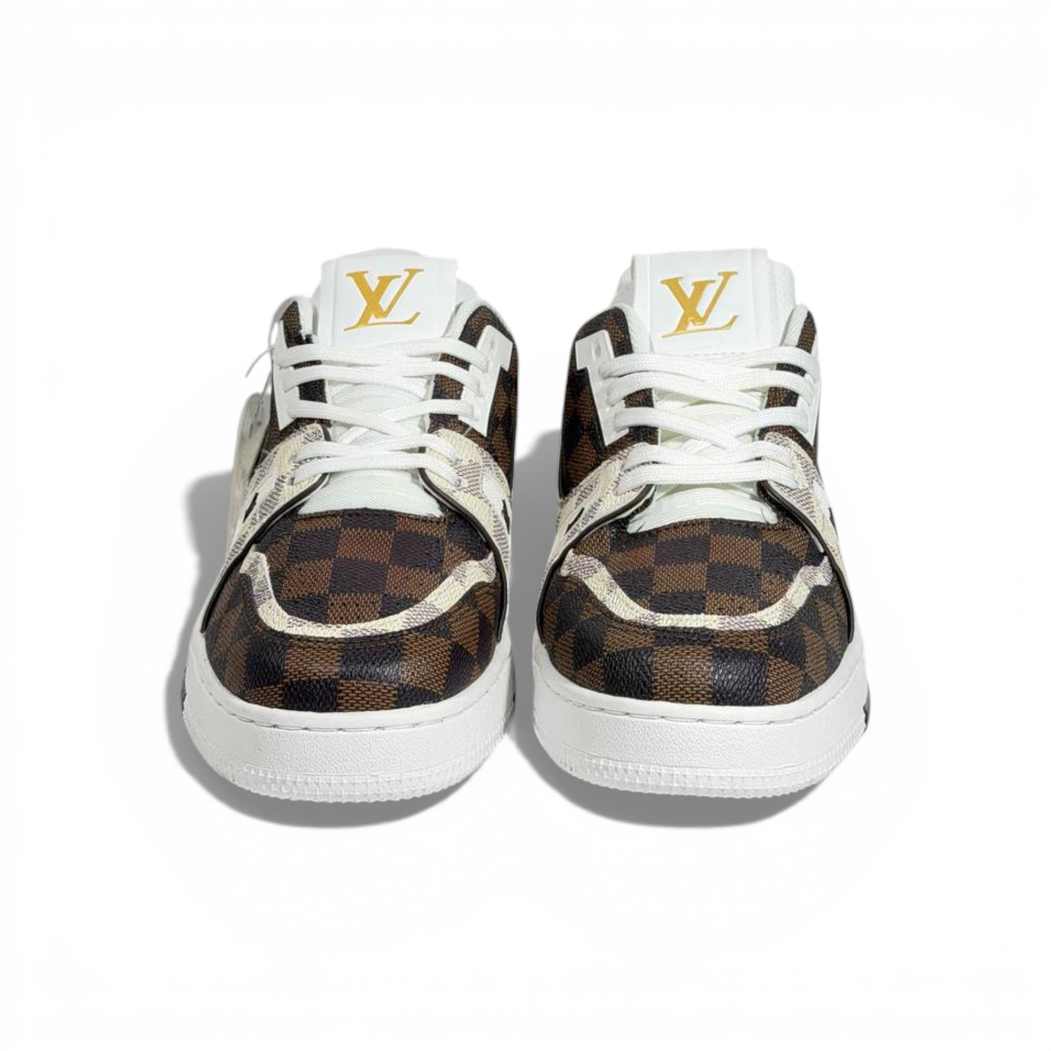 👟✨ Louis Vuitton Damier Low-Top Sneakers – Brown & Cream Luxury Street Style 🤎🤍