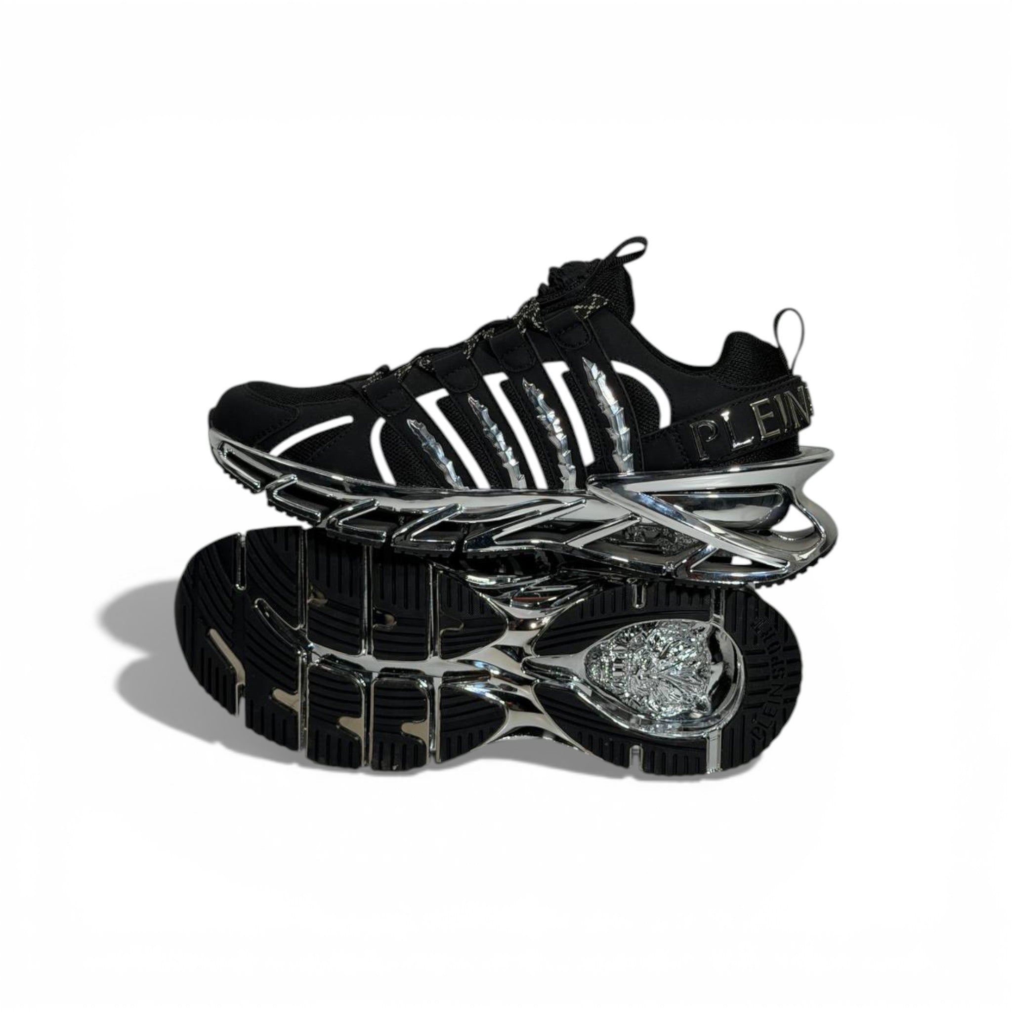 ⚡🖤 Philipp Plein Black Chrome Blade Sneakers – Ultimate Statement Luxury 👟🔥