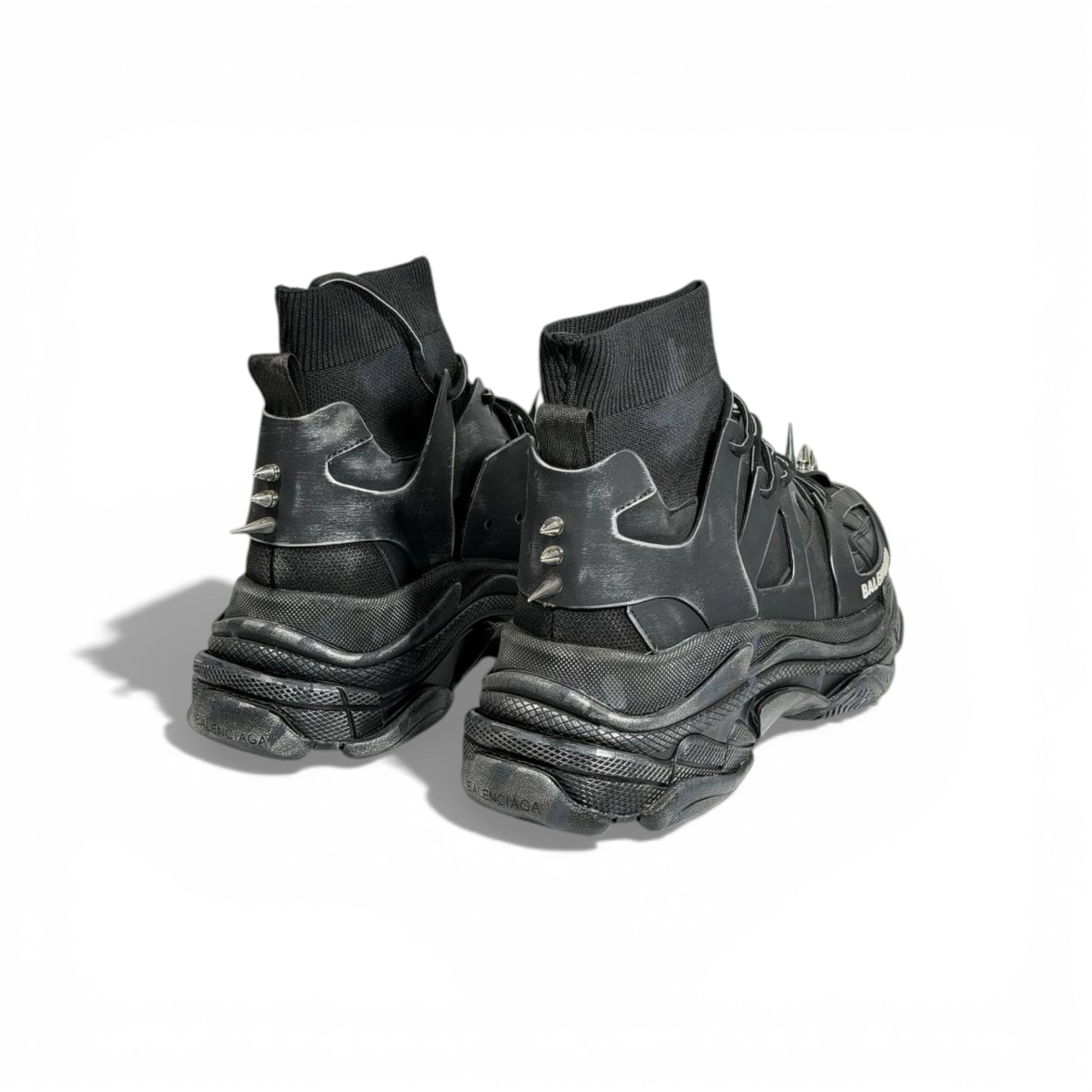 🖤🔥 Balenciaga Track High-Top Black Sneakers – Spike Edition 👟⚡