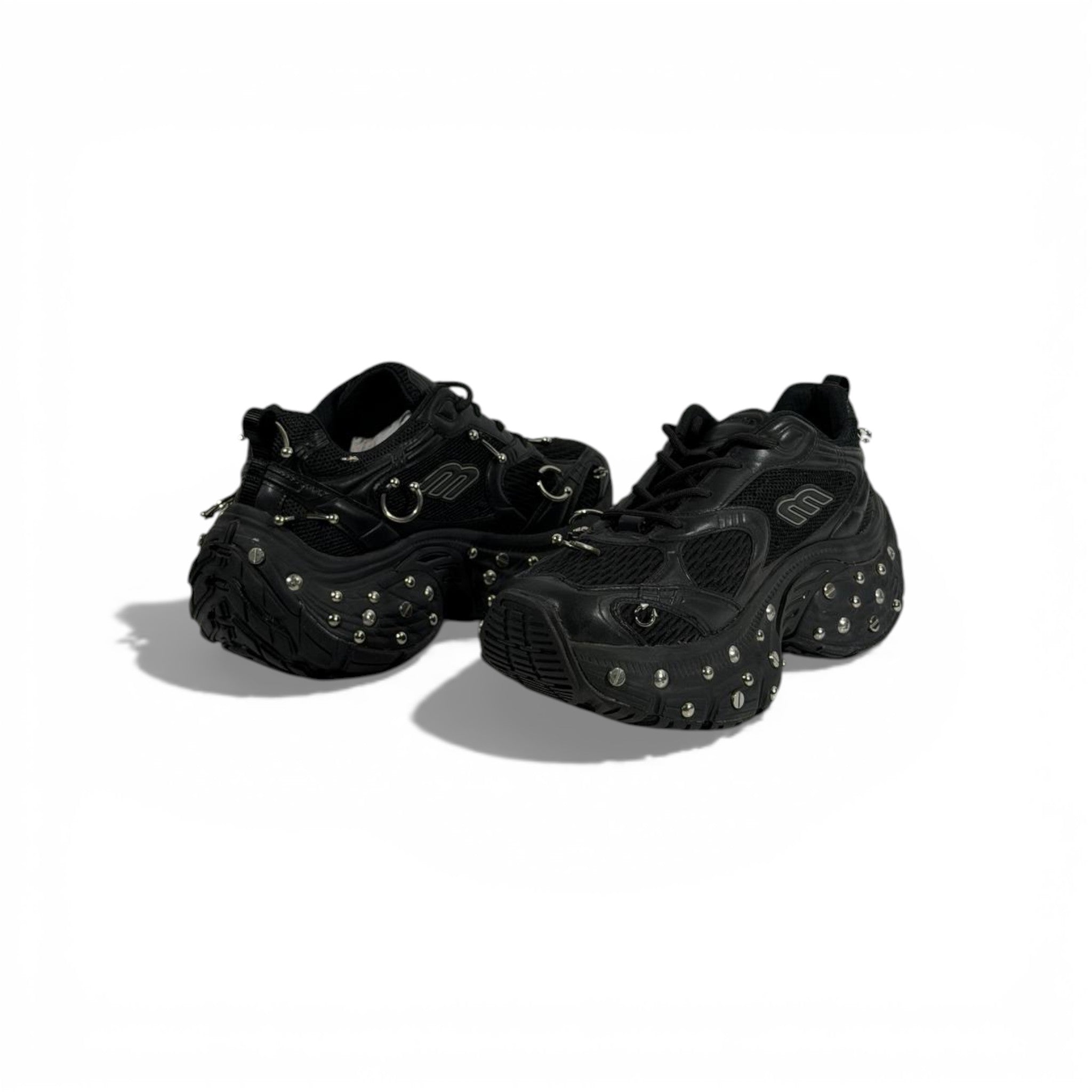 🖤🔥 Balenciaga Studded Hardware Sneakers – Black Chunky Sole